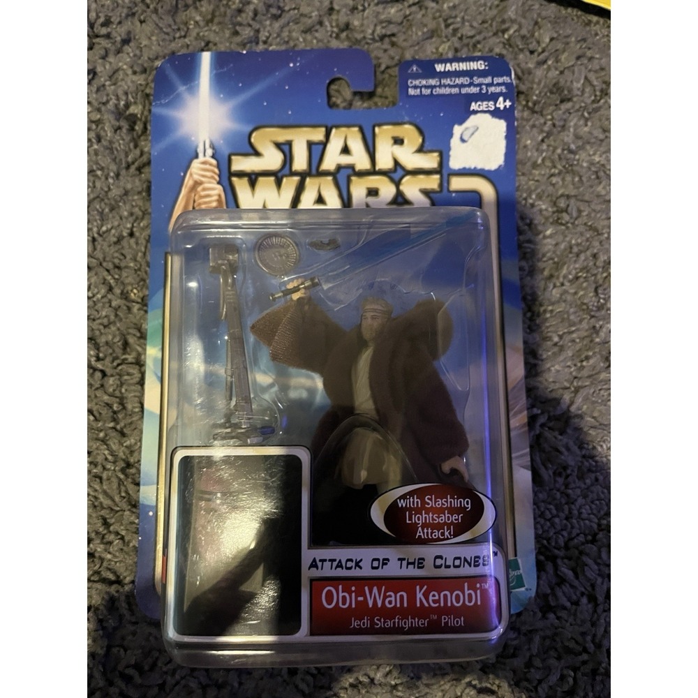 Star Wars Attack Of The Clones Obi-Wan Kenobi Action Figure Hasbro 2002 NEW